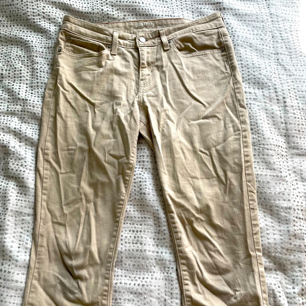 Khaki denim cropped jeans